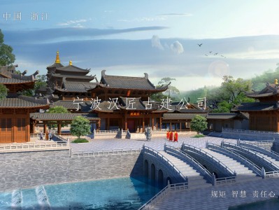 寺院重建規(guī)劃設(shè)計(jì)方案鳥瞰圖—積福禪寺